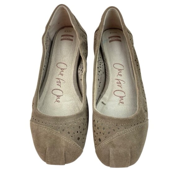 *New Toms Ballet Flats Womens Sz 7.5 Taupe Moroccan Cut Out Slip On Casual Shoes - Picture 2 of 11